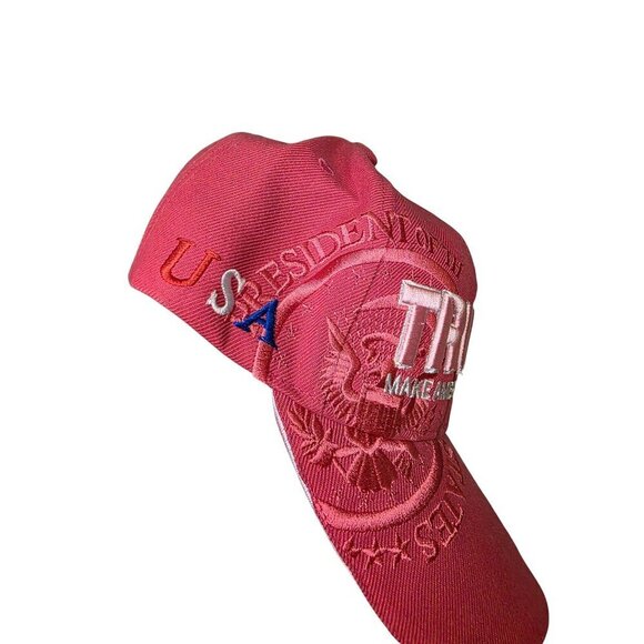 Donald Trump "Make America Great Again" Red Adjustable Hat With Signature & Flag - Picture 7 of 8